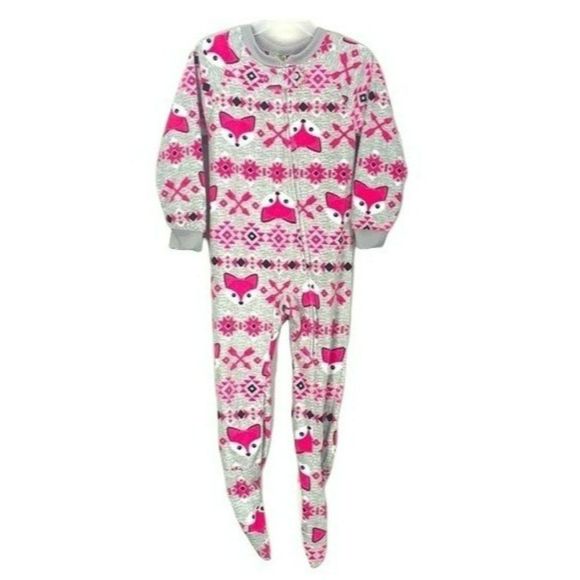 Sweet and Sassy‎ Sz 4 Girl’s Footed Fox Pajamas fleece long sleeve - Picture 1 of 10